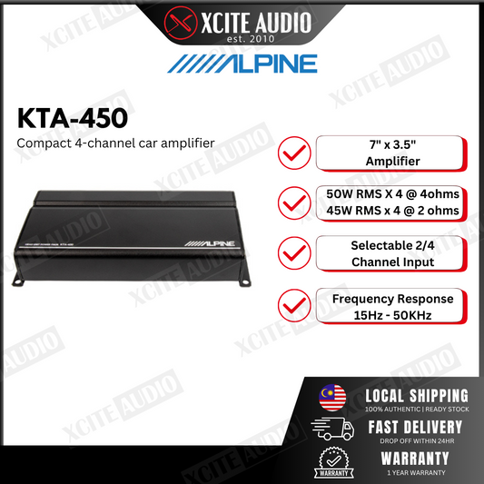 Alpine KTA-450 Compact 4-channel car amplifier
