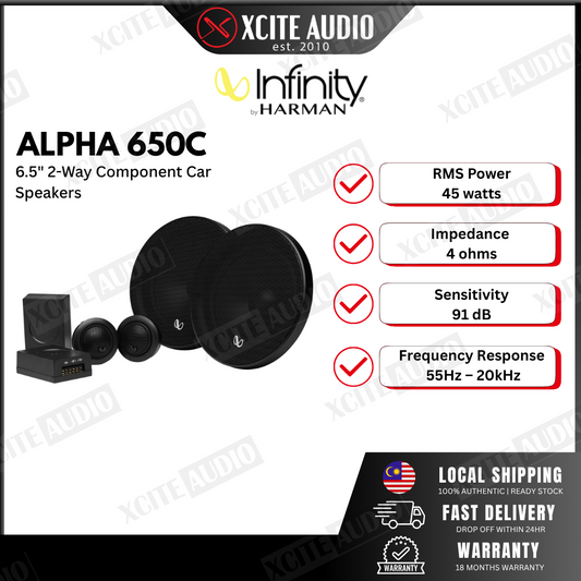 Infinity Alpha 650C 6.5" 315Watts 4 Ohms 2-Way Component Car Audio Speakers