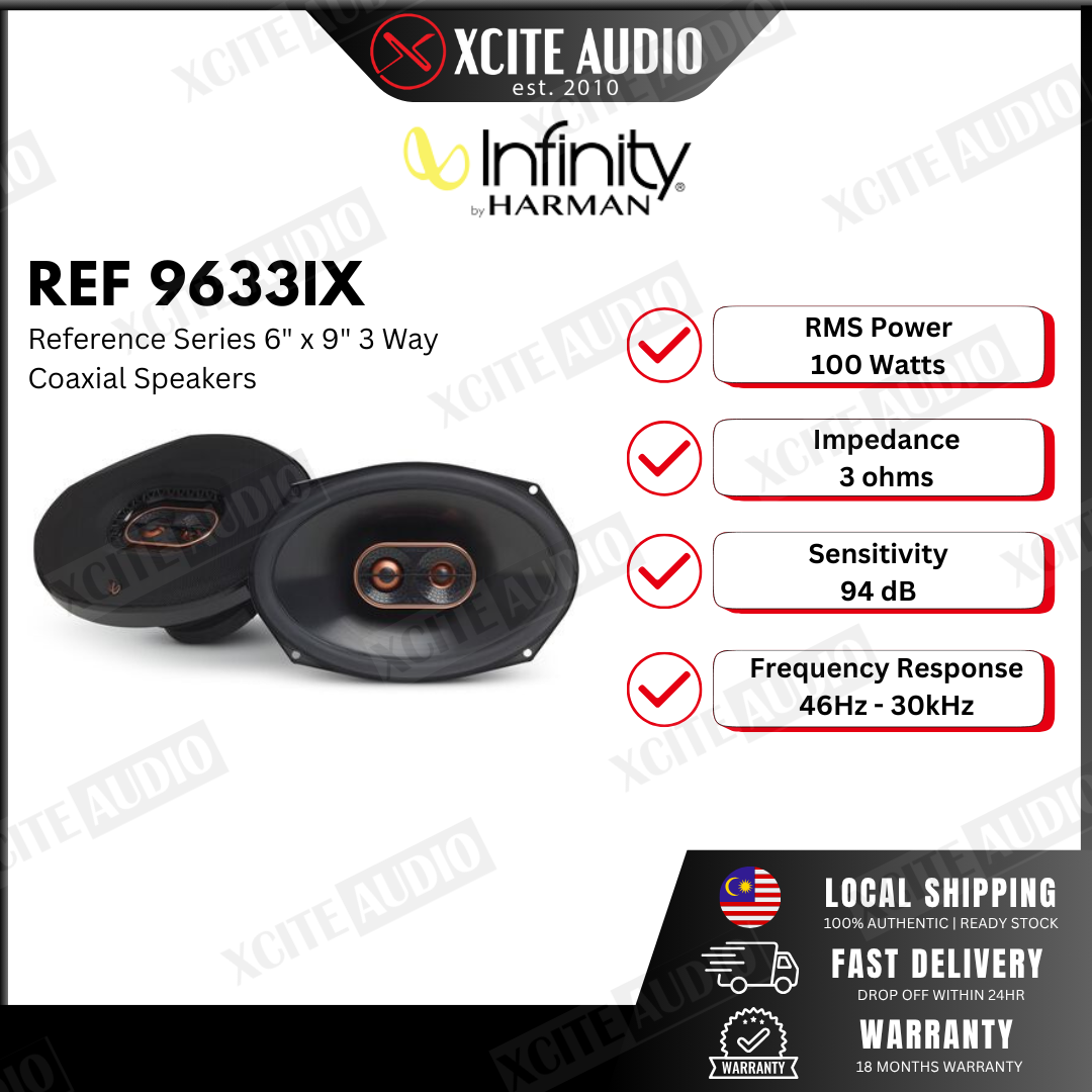 Infinity REF-9633IX 6" x 9" (152mm x 230mm) 600W Peak 3-Way Coaxial Car Speakers