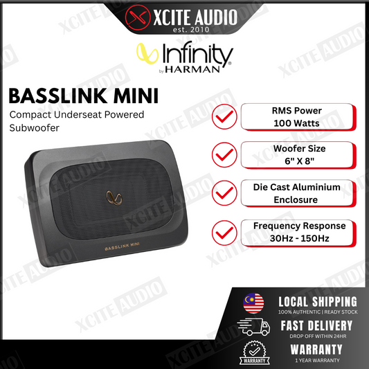 Infinity Basslink Mini Compact Underseat Powered Subwoofer System 6" x 8"