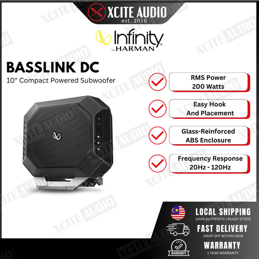 Infinity Basslink DC Powered Subwoofer with 200-watt Amplifier and 10" Sub | 100% Original