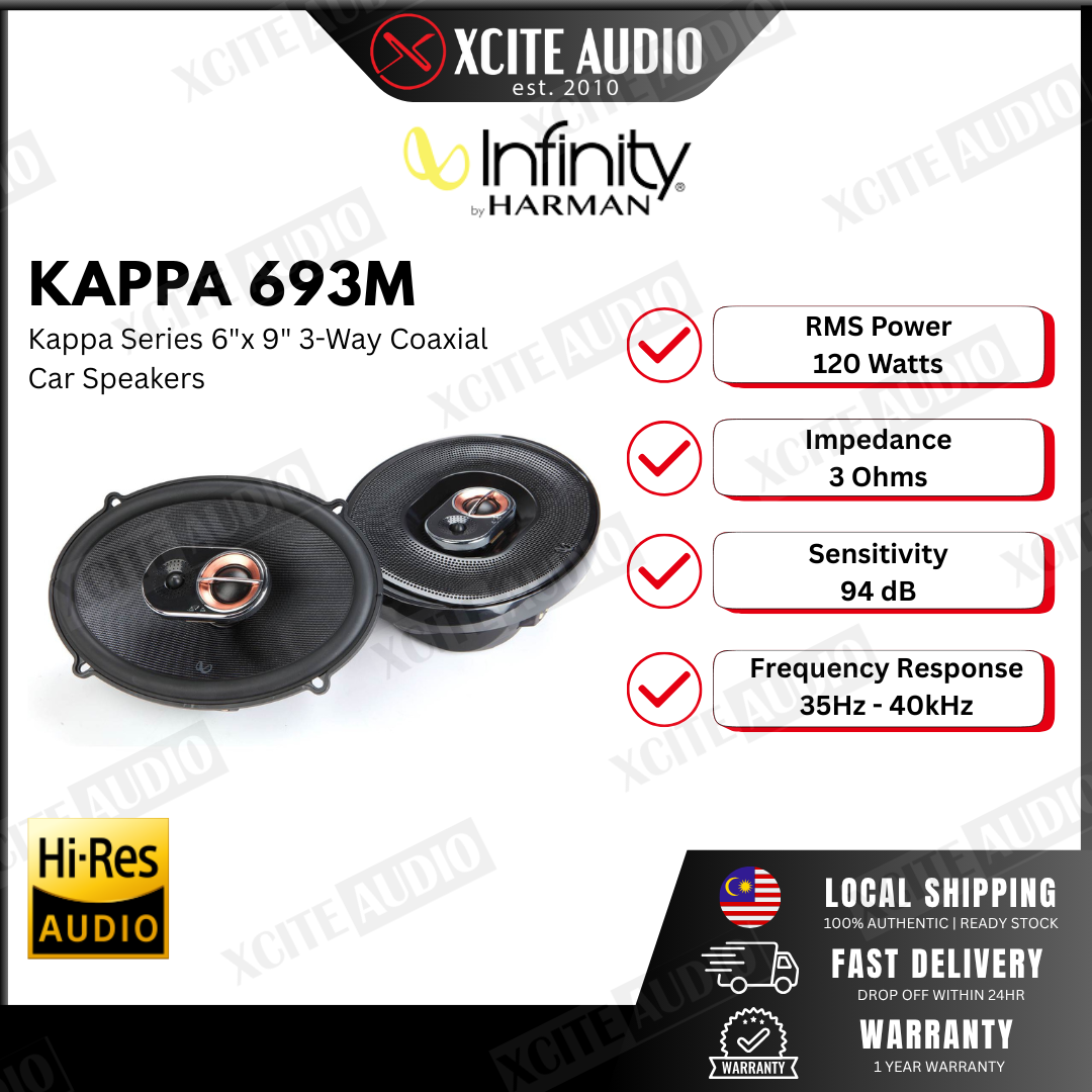 Infinity Kappa 693M Kappa Series 6"x9" 3-way Coaxial Car Speakers