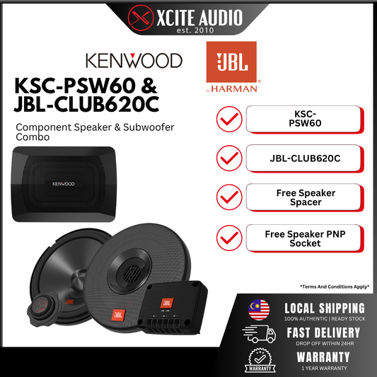 MID YEAR SALE! 6.5inch 2-way Component Speaker System with Active Compact Subwoofer Bundle Package