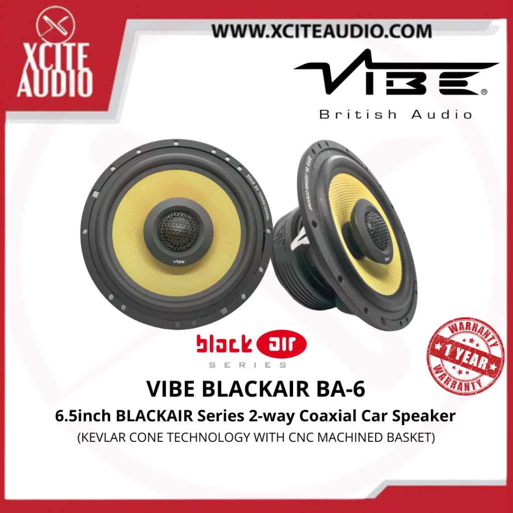 VIBE BLACKAIR BA6-V4: 6.5inch 2-way Coaxial Car Speakers | 140W RMS | 94dB Sensitivity | Kevlar Cone