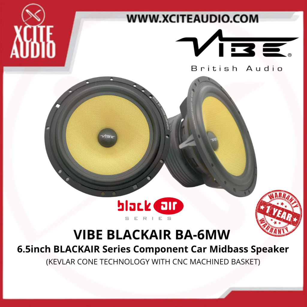VIBE BLACKAIR BA6MW-V4: 6.5inch Car Mid-Bass Speakers | 140W RMS | 94dB Sensitivity | Kevlar Cone