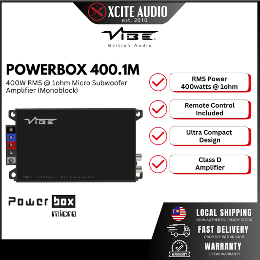 VIBE POWERBOX 400.1M-V7 - 1Ohm Stable Micro Car Subwoofer Amplifier | 400W RMS