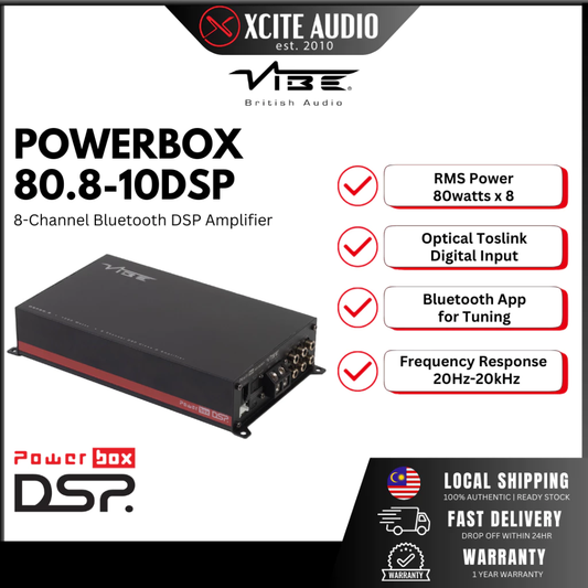 VIBE POWERBOX 80.8-10DSP-V3 - 8-Channel Car Bluetooth DSP Amplifier | 10-out