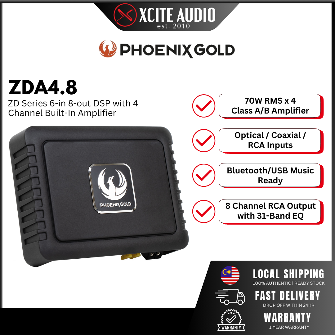 Phoenix Gold ZDA4.8 - ZD Series 8 Channel Car DSP with 4 Channel Built-In Amplifier