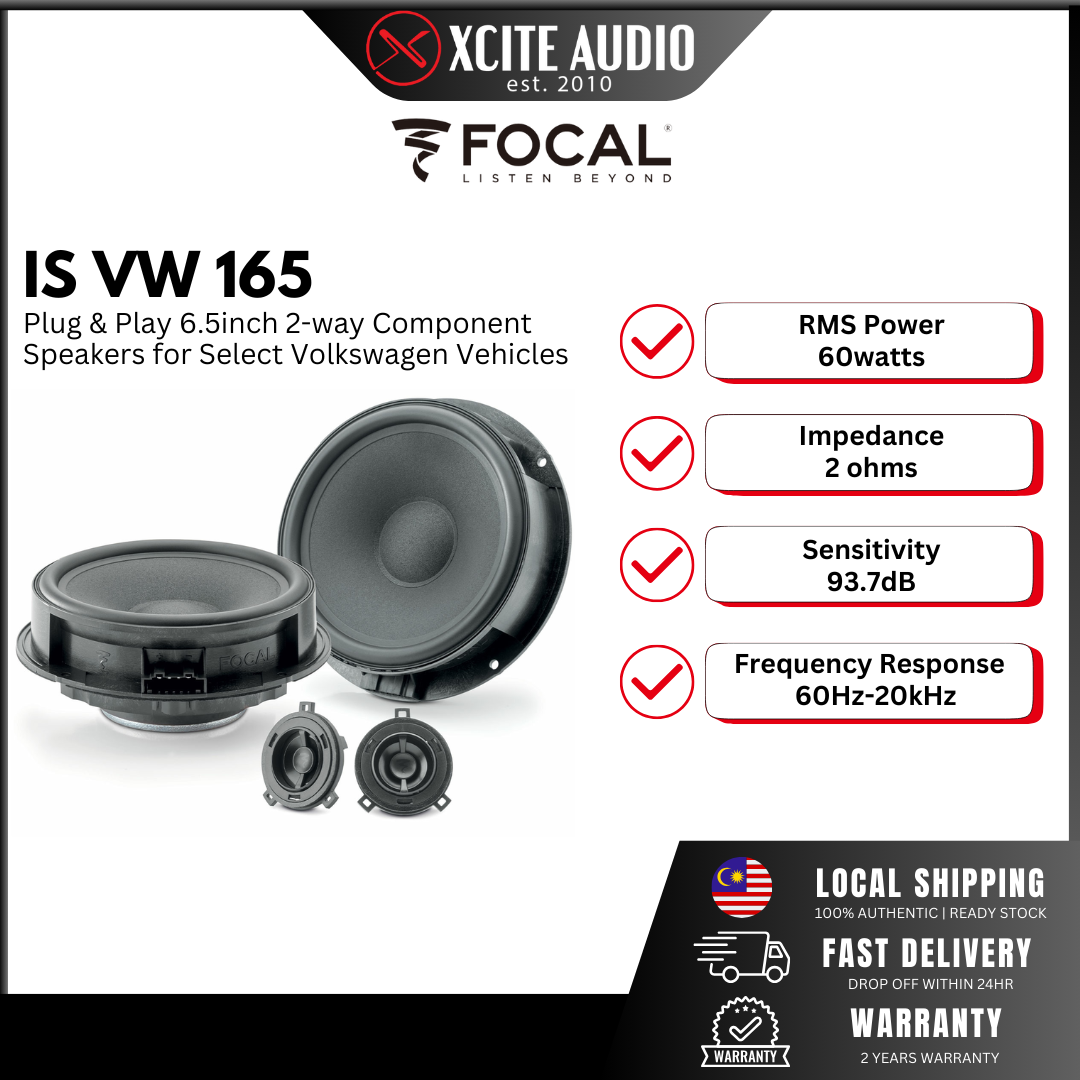FOCAL IS VW 165 - Plug & Play 6.5" Component Car Speakers for Volkswagen POLO/JETTA/SCIROCCO/GOLF