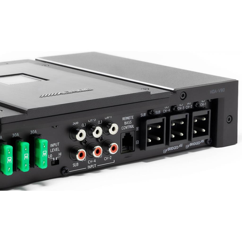 Alpine HDA-V90 Status Series 5-channel car amplifier — 75 watts RMS x 4 at 4 ohms + 500 watts RMS x 1 at 2 ohms