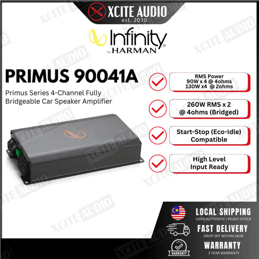 INFINITY PRIMUS 90041A - Primus Series 4-Channel Car Speaker Amplifier | 90W RMS x 4 @ 4ohms