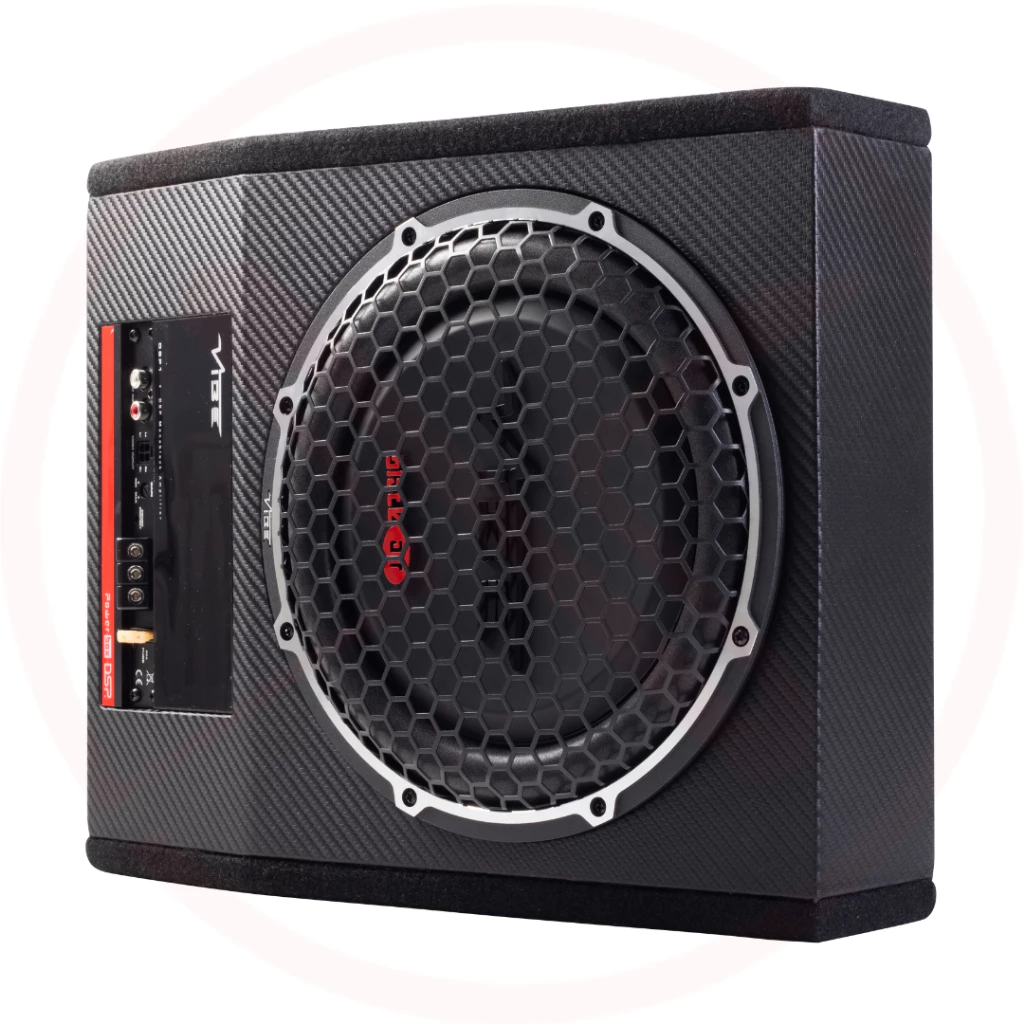 VIBE AUTO 10A‑V4 - OPTISOUND Series 10" Compact Active Car Subwoofer | 300W RMS | Sealed MDF