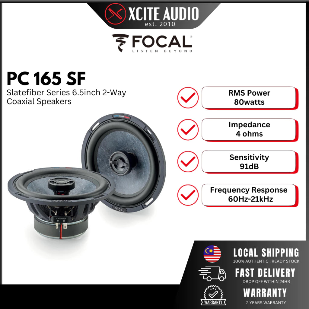 Focal PC165SF 6.5" 2-Way Coaxial Car Speaker SlateFiber Cone