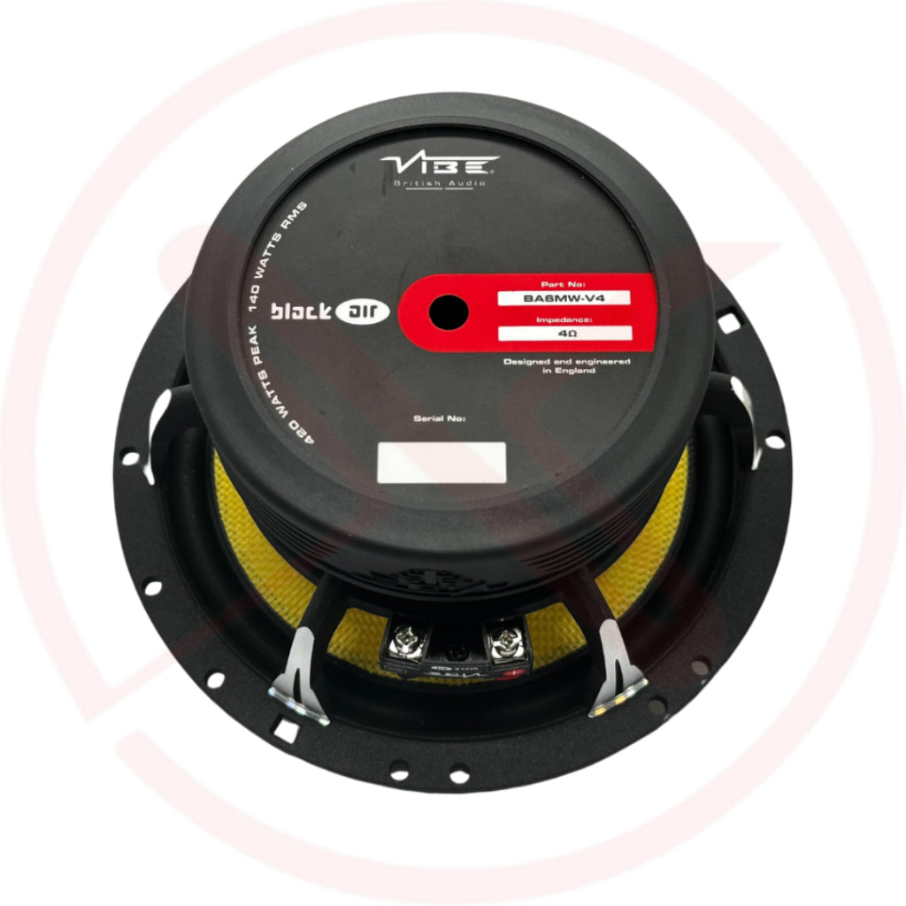 VIBE BLACKAIR BA6MW-V4: 6.5inch Car Mid-Bass Speakers | 140W RMS | 94dB Sensitivity | Kevlar Cone