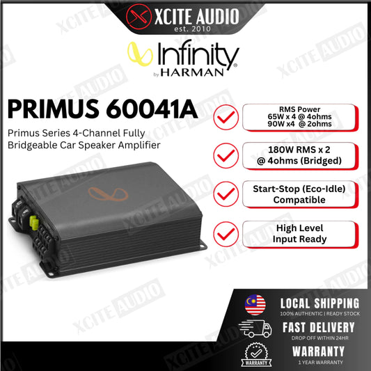 INFINITY PRIMUS 60041A - Primus Series 4-Channel Car Speaker Amplifier | 65W RMS x 4 @ 4ohms