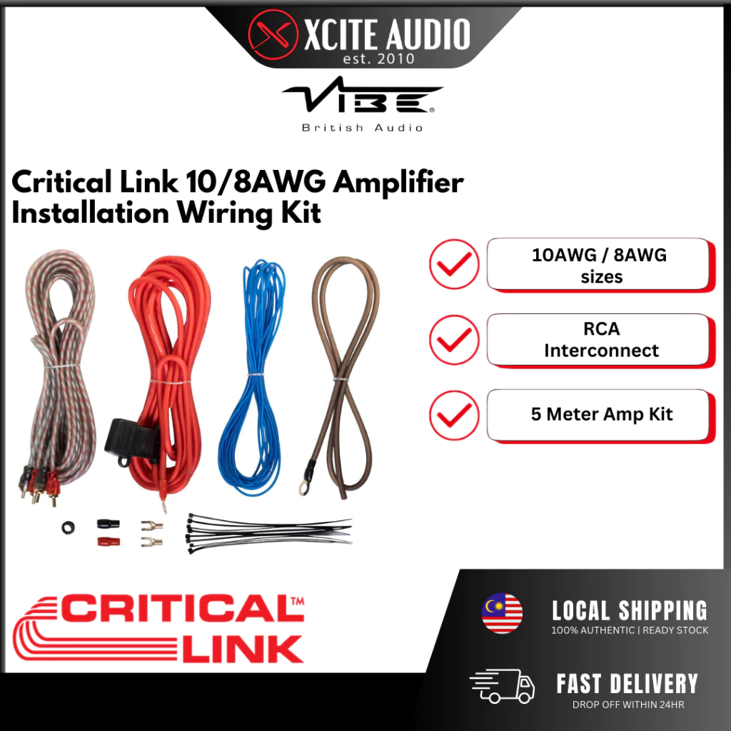 VIBE CRITICAL LINK - Car Amplifier Installation Wiring Kits | 8/10AWG | 2.5 / 5m