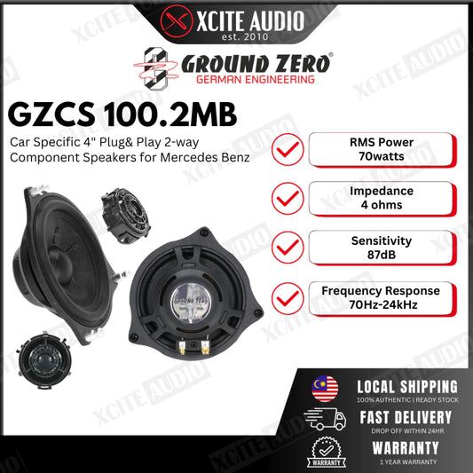 Ground Zero GZCS 100.2MB - Plug & Play 4" 2-way Component Car Speaker System for Mercedes