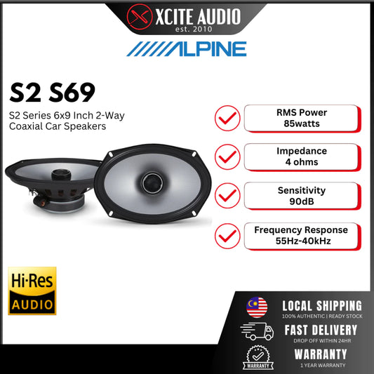 Alpine S2-S69 Next-Generation S-Series 6"x9" 2-way car speakers