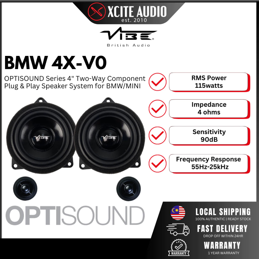 VIBE BMW 4X-V0 - OPTISOUND Series 4inch Plug & Play 2-Way Component Speaker System for BMW