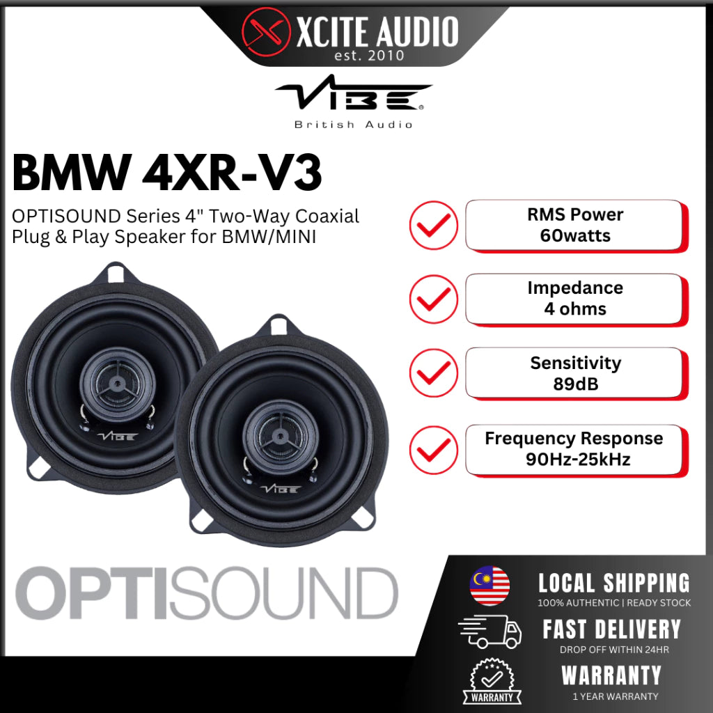 VIBE BMW 4XR-V3 - OPTISOUND Series 4inch Plug & Play 2-Way Coaxial Speakers for BMW
