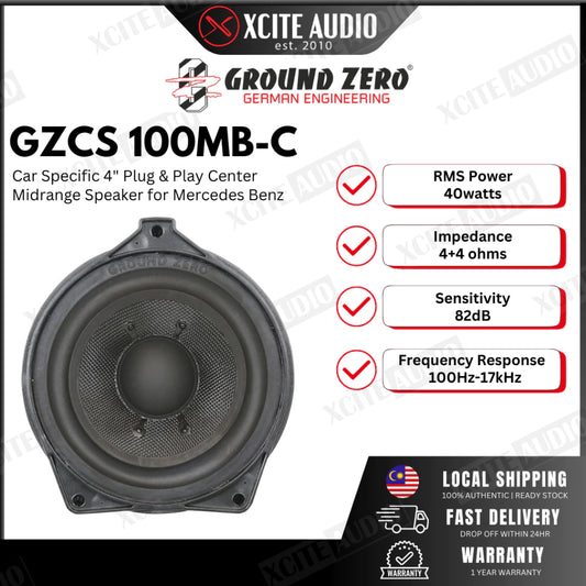 Ground Zero GZCS 100MB-C - Plug & Play 4inch Center Speaker for Mercedes Benz (1 piece)