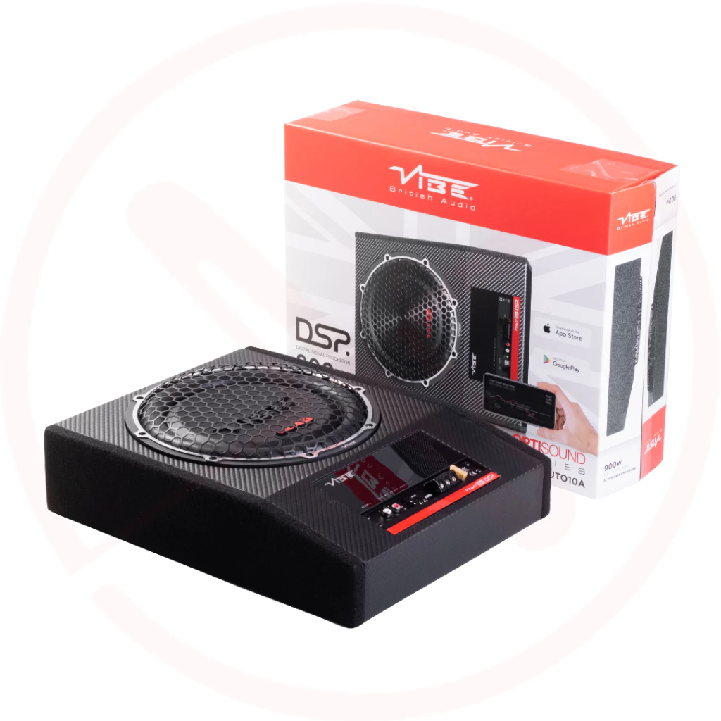 VIBE AUTO 10A‑V4 - OPTISOUND Series 10" Compact Active Car Subwoofer | 300W RMS | Sealed MDF