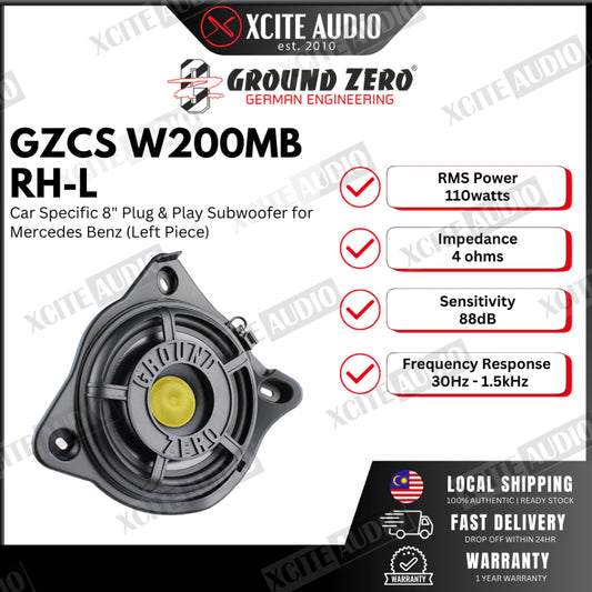 Ground Zero GZCS W-200MB.RH-L - Plug & Play 8" Subwoofer for Mercedes (Left Side)