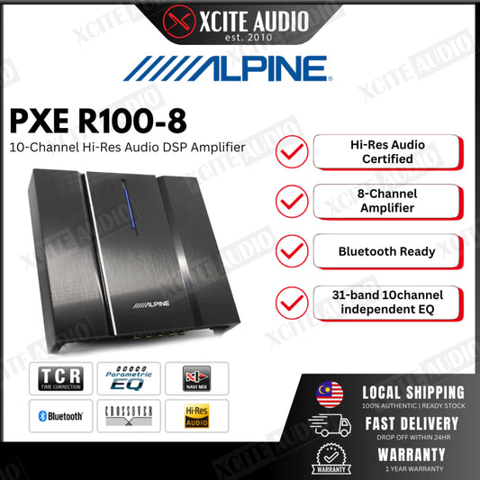 ALPINE PXE‑R100‑8 | 10‑Channel Hi‑Res Audio Car DSP Amplifier | 8 × 35 W RMS
