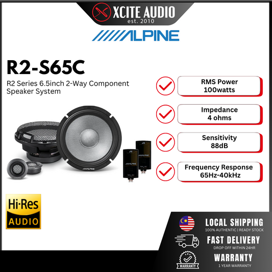 Alpine R2-S65C Next-Generation R-Series 6.5" 2-Way Car Component Speaker