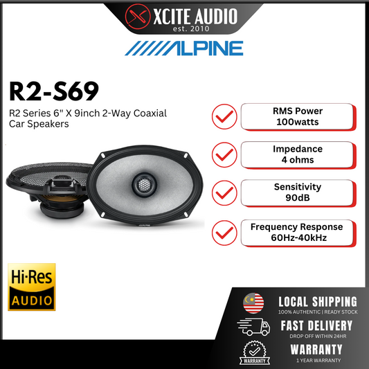 Alpine R2-S69 Next-Generation 6x9” (16 x 24cm) COAXIAL 2-WAY R-SERIES SPEAKERS