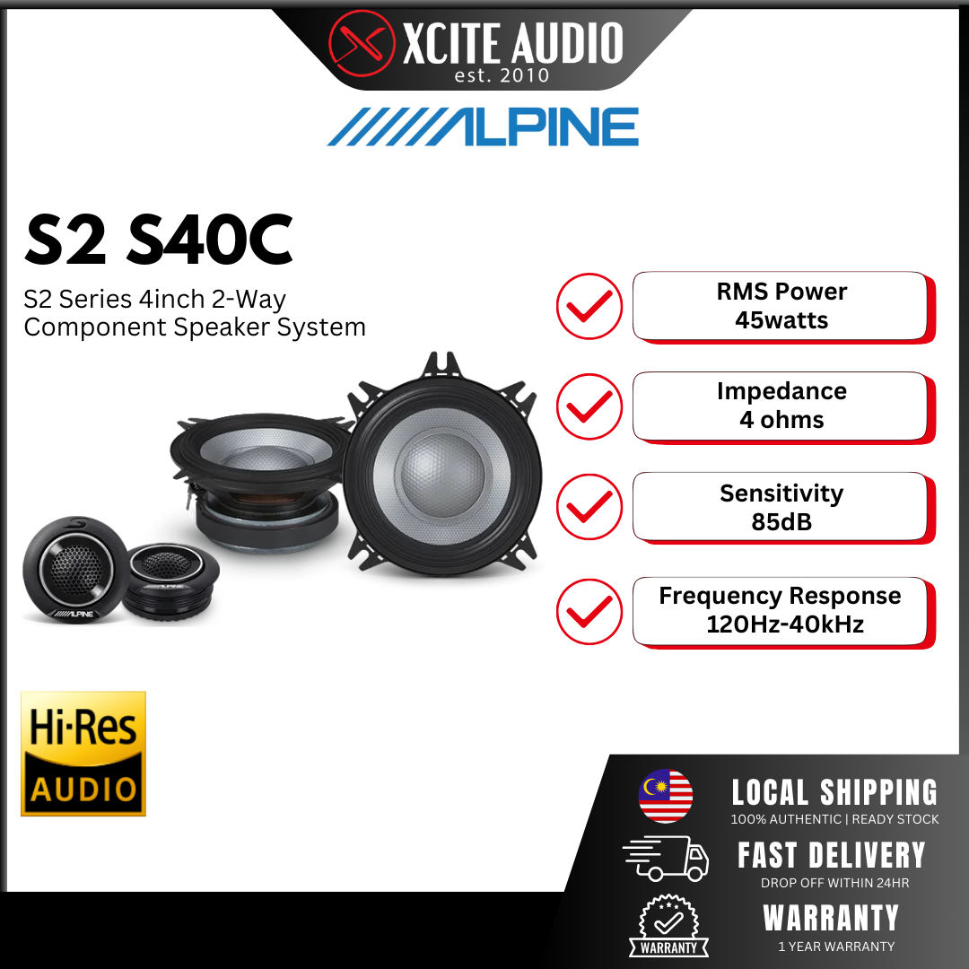 Alpine S2-S40C Next-Generation S-Series 4" component speaker system