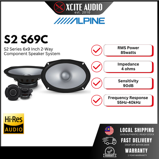Alpine S2-S69C Next-Generation S-Series 6"x9" component speaker system