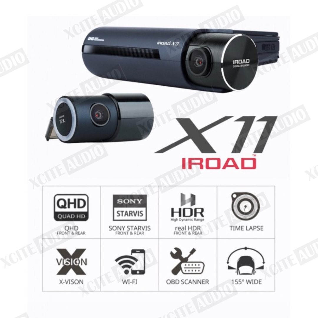IROAD X11 QHD Dual Channel Front & Rear DashCam Night Vision ADAS App Control Car Camera Driving Recorder