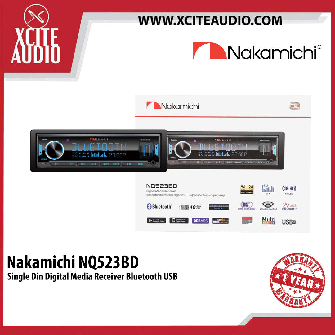 Nakamichi NQ523BD Single Din Digital Media Receiver Bluetooth USB