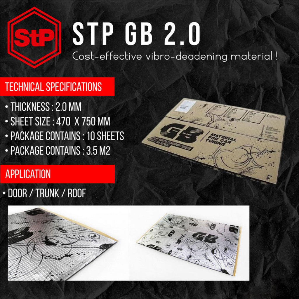 STP Standartplast GB 2.0 Sound Cost-effective Vibro-deadening Material Soundproof Cancelling (10 Sheet Bulk)