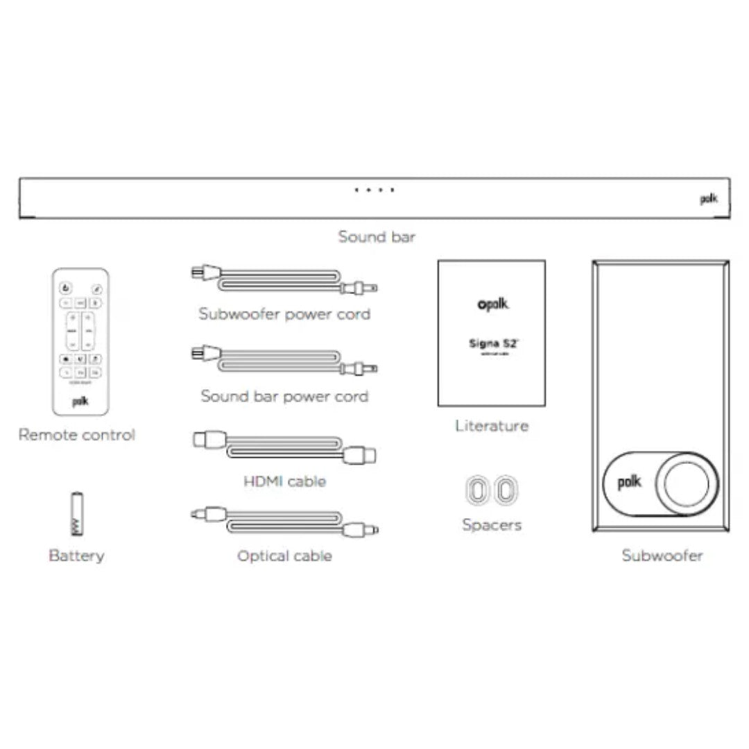 Polk Audio Signa S2 Universal TV Sound Bar With Wireless Active Subwoofer