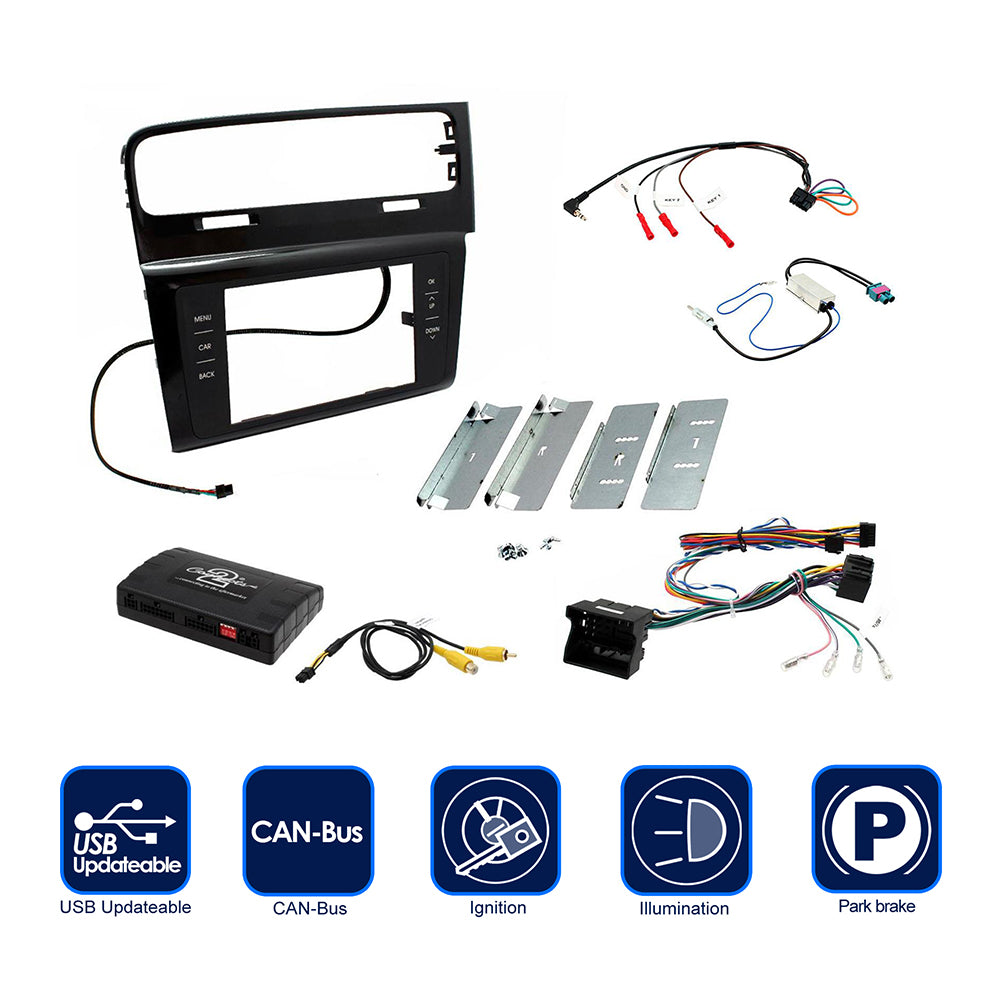 Connects2 CTKVW09 Installation Kit With Infodapter, Black Double Din Fascia Plate For Volkswagen Golf VII - Xcite Audio