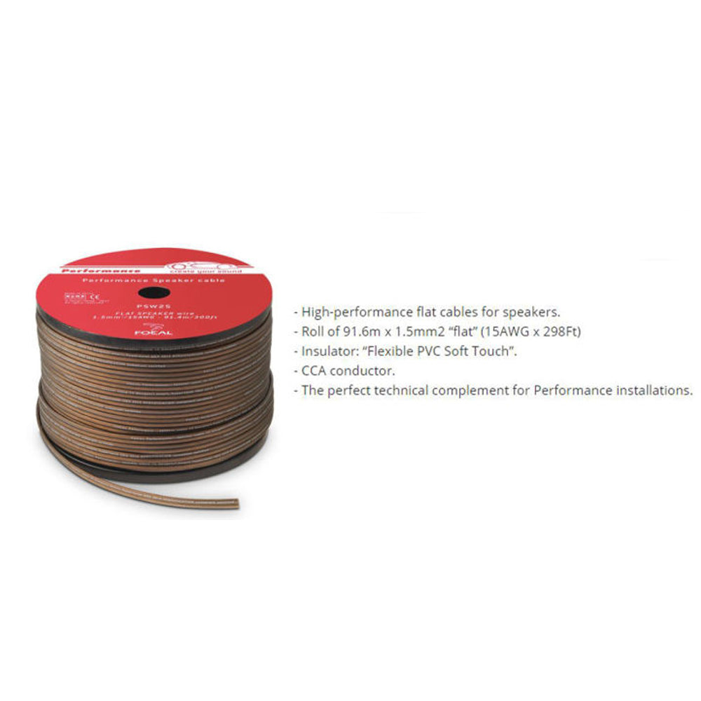 Focal Performance PSW25 High-performance Flat Speaker Cables - 1 Meter - Xcite Audio