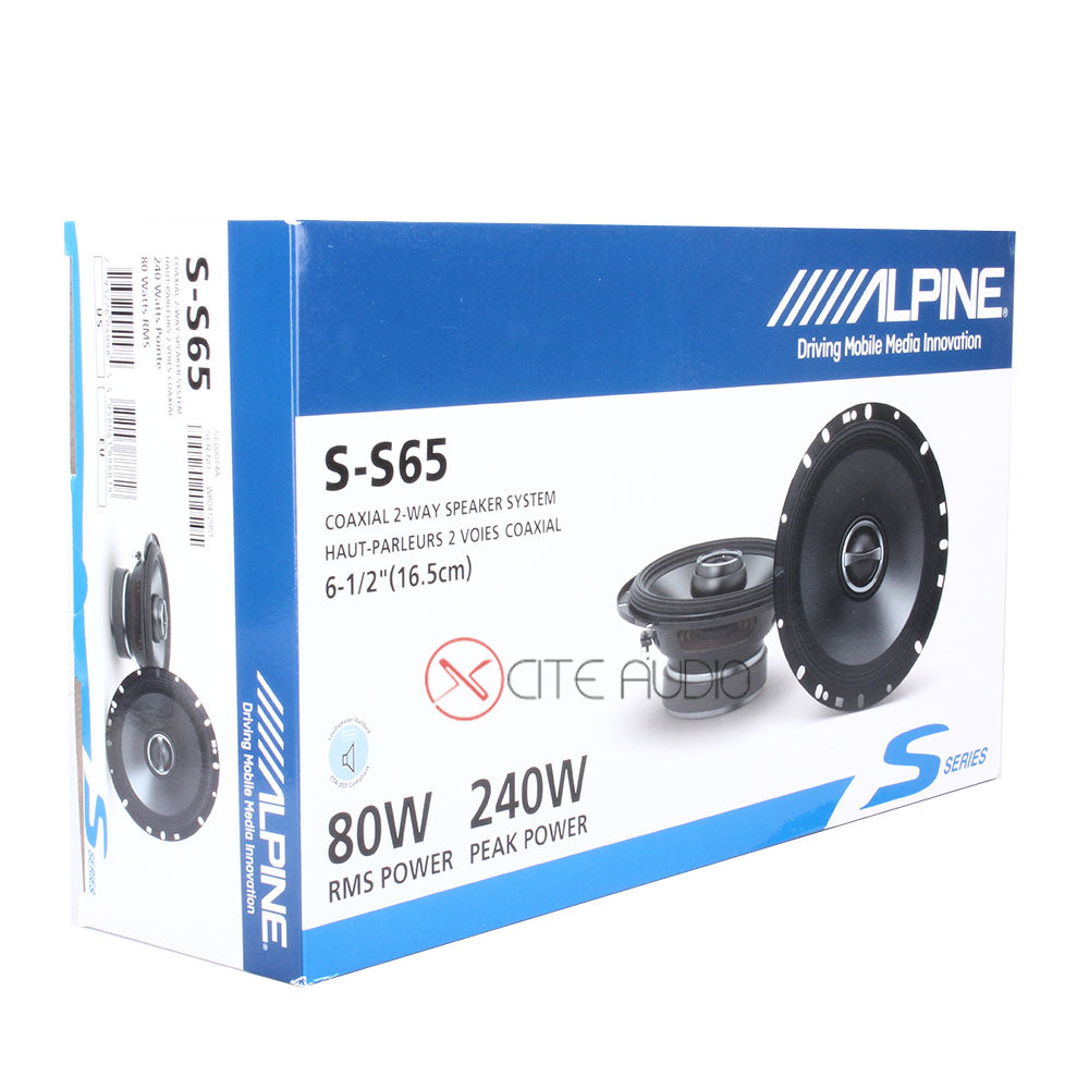 Alpine S-S65 6.5" (16.5cm) 2-Way S-Series 240 Watts Coaxial Car Speakers - Xcite Audio