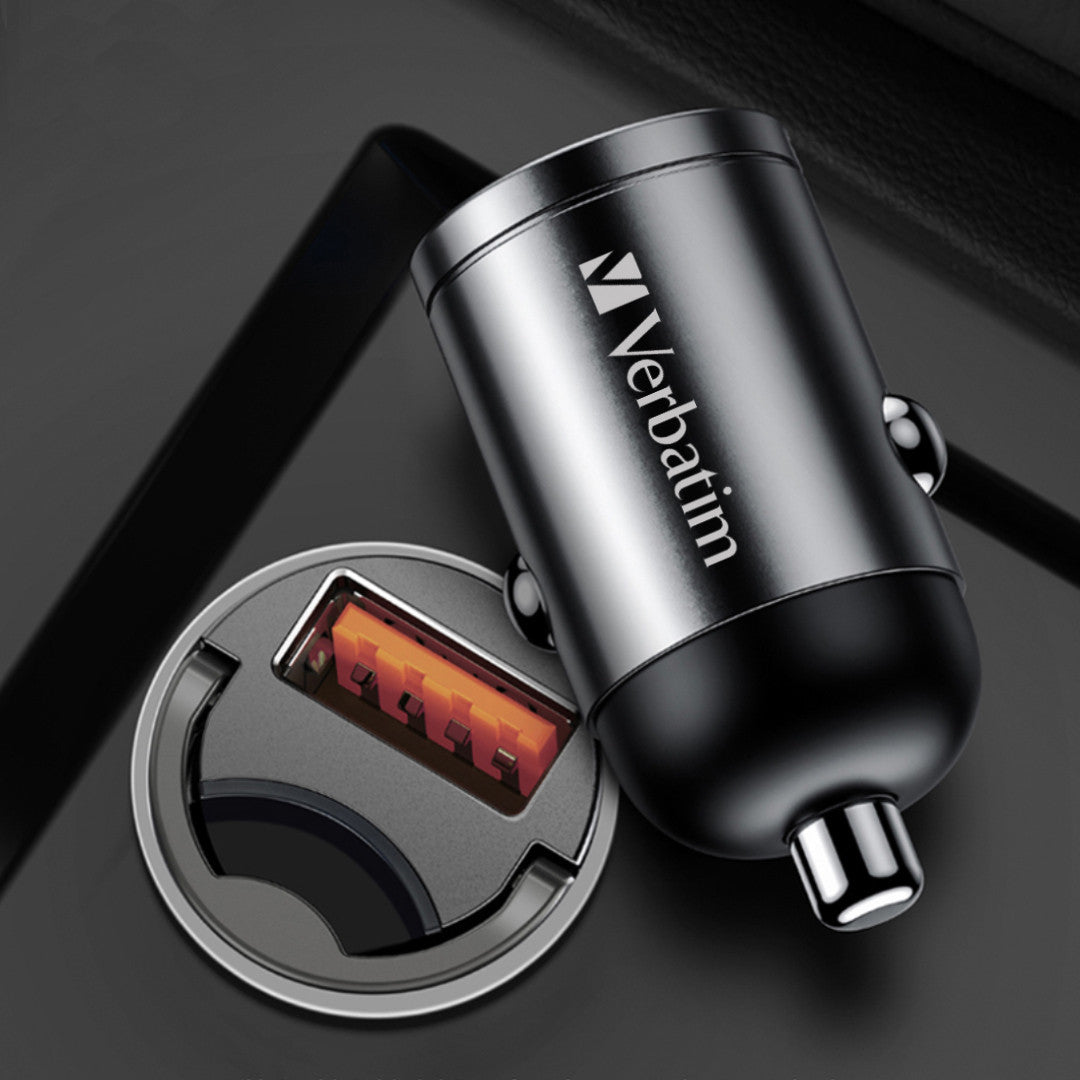 Verbatim Dual Port Mini Car Charger Type-C PD3.0 & USB-A QC3.0 PPS Support Up To 33w