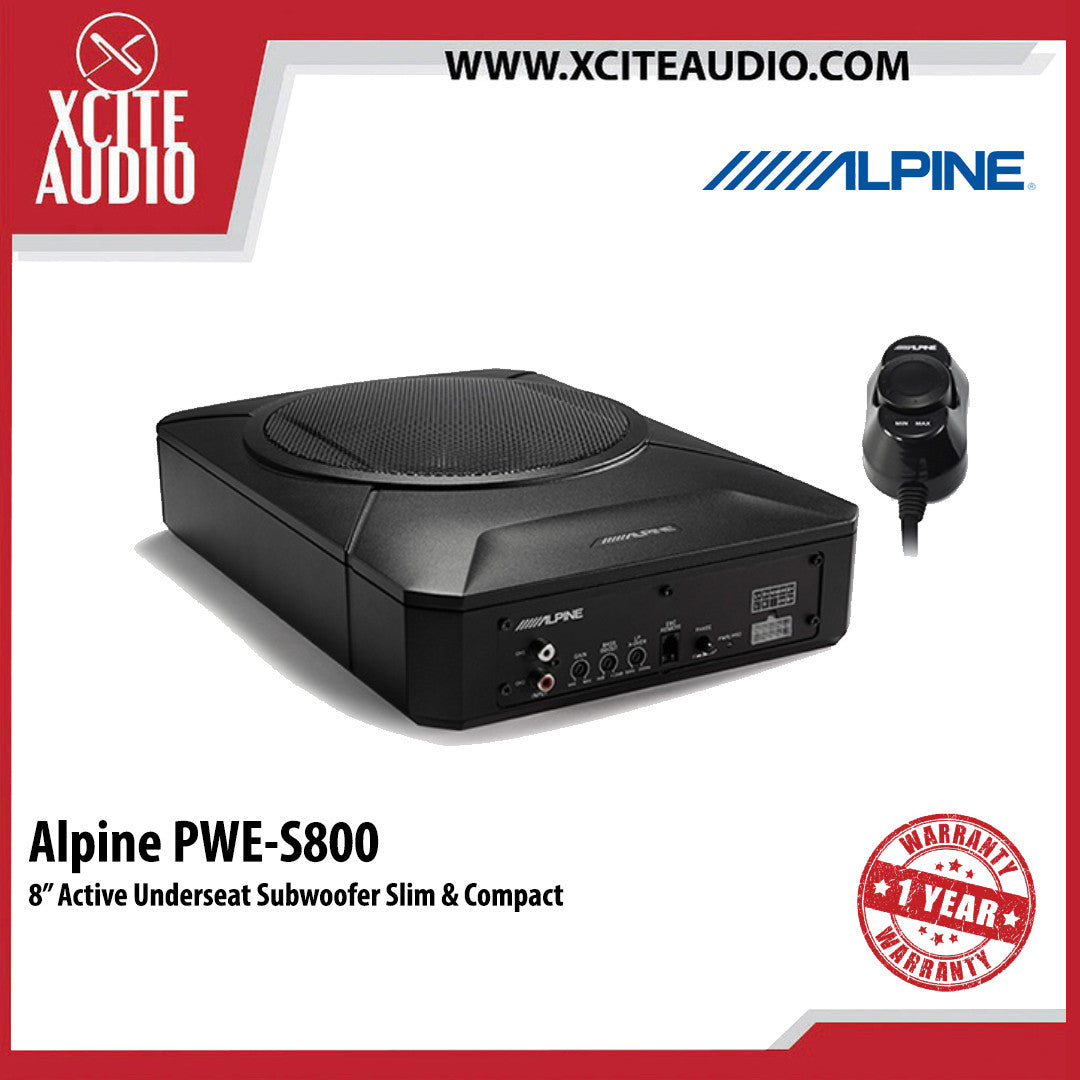 Alpine PWE-S800 8" Active Underseat Subwoofer Slim & Compact