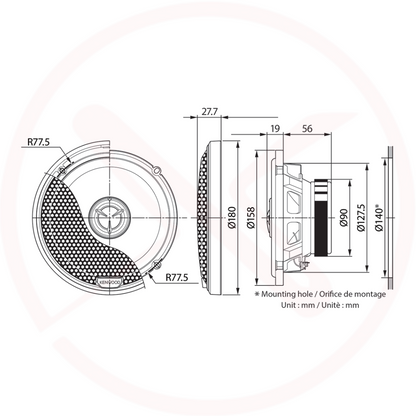 Kenwood KFC-X1741 6.5" 2-Way 240W Peak Coaxial Car Speakers