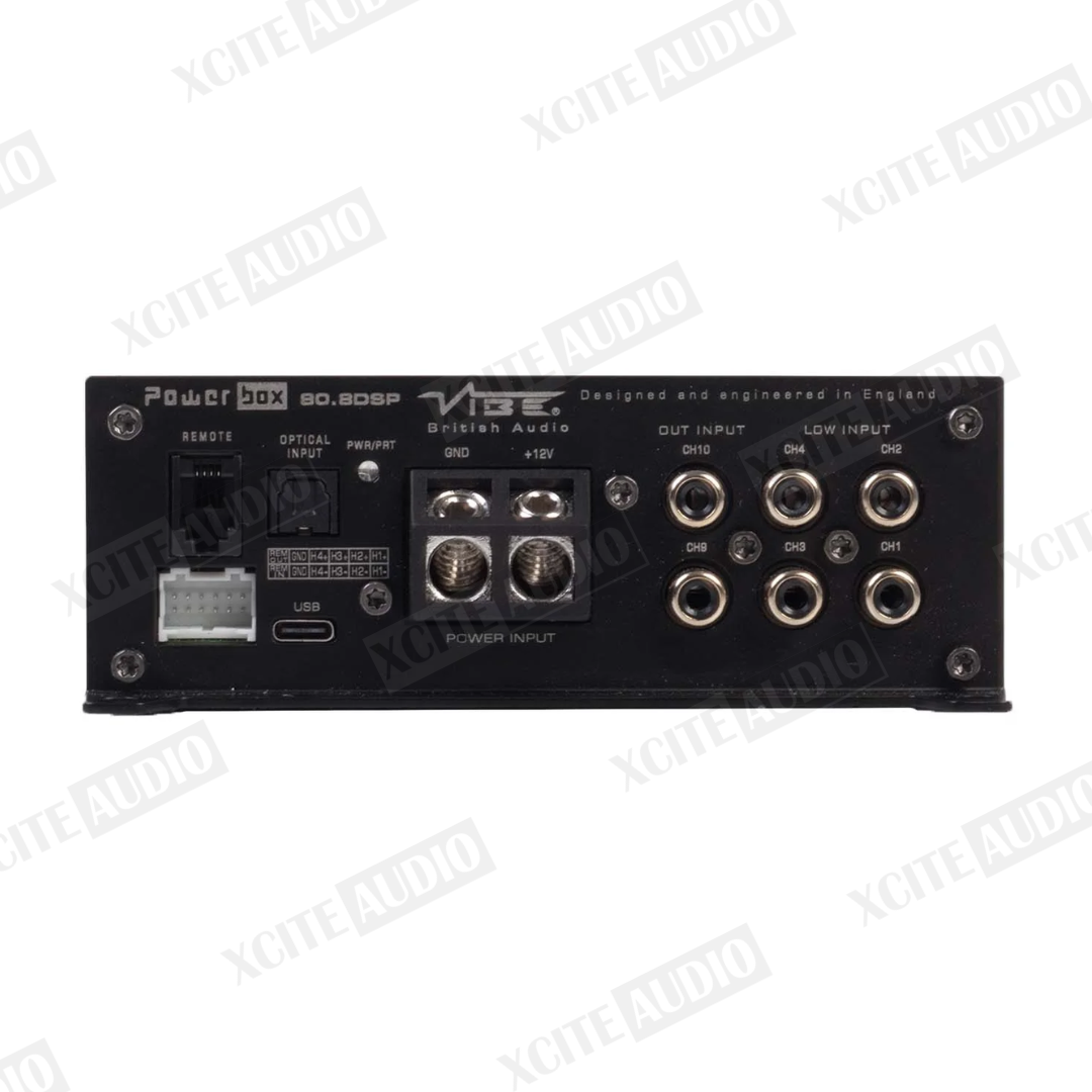 VIBE British Audio POWERBOX80.8-10DSP-V3 | 8-Channel 1600W Class D Amplifier with Integrated 10-Channel DSP