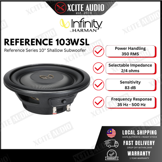 Infinity Reference Series 103WSL 10" Shallow Mount Subwoofer 1050W 2/4-Ohm Selectable Impedance SSI