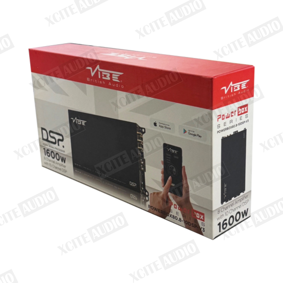 VIBE British Audio POWERBOX80.8-10DSP-V3 | 8-Channel 1600W Class D Amplifier with Integrated 10-Channel DSP