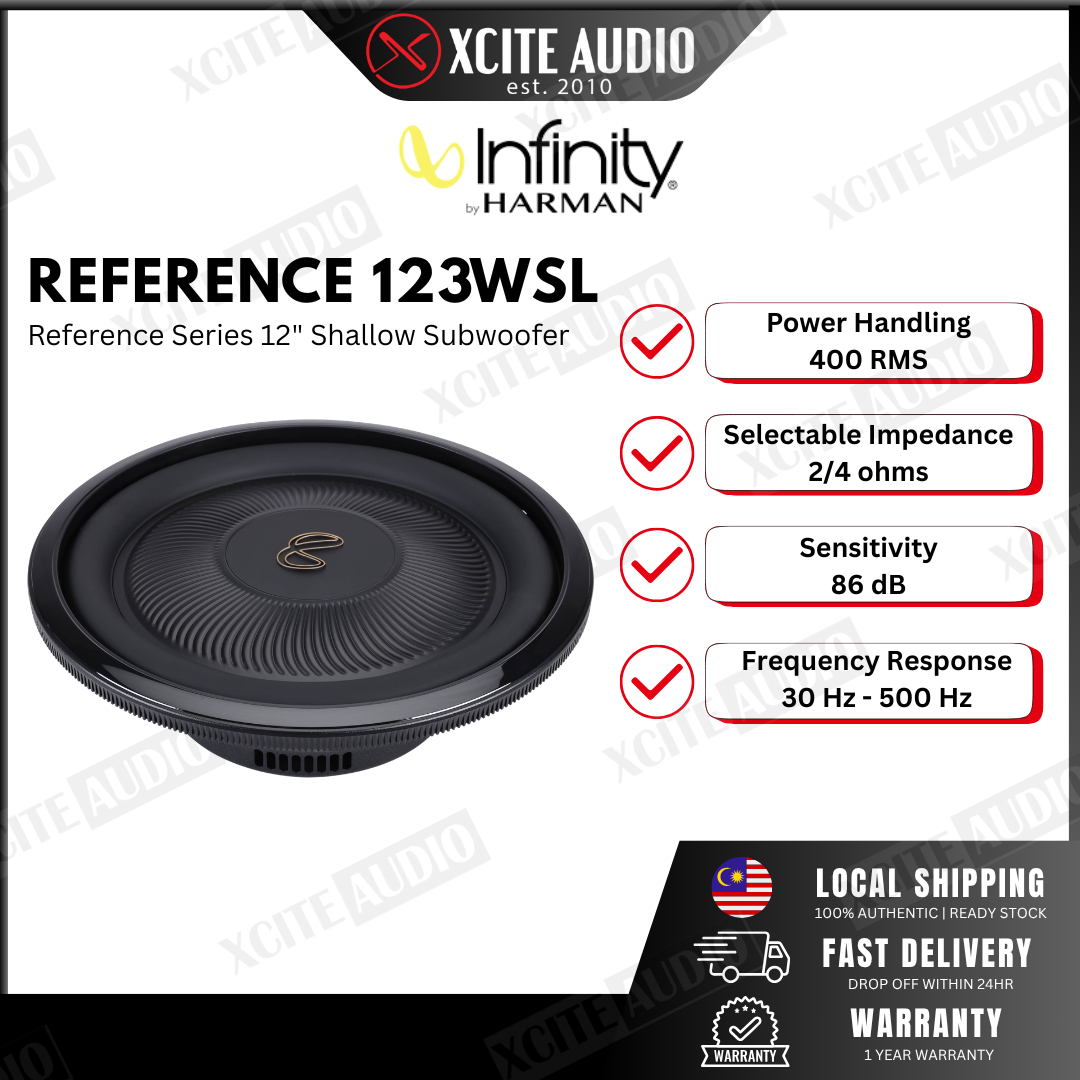 Infinity Reference Series 123WSL 12" Shallow Mount Subwoofer 1200W 2/4-Ohm Car Audio Bass