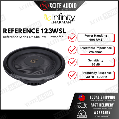 Infinity Reference Series 123WSL 12" Shallow Mount Subwoofer 1200W 2/4-Ohm Car Audio Bass