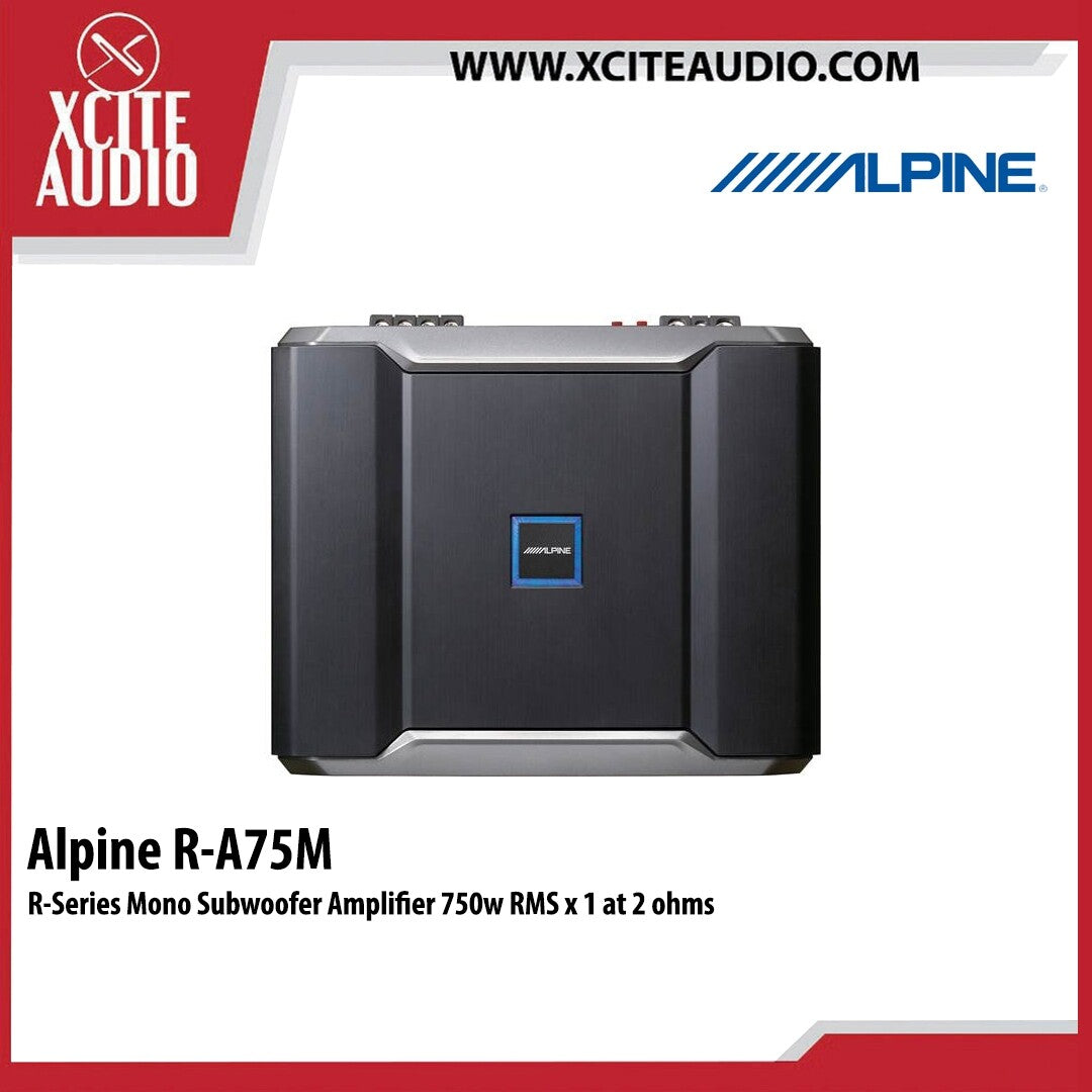 Alpine R-A75M R-Series mono subwoofer amplifier 750 watts RMS x 1 at 2 ohms
