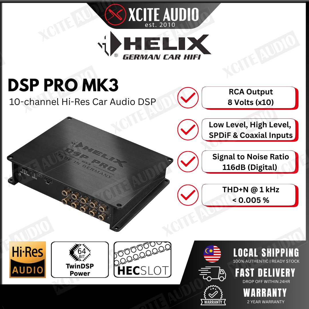 HELIX DSP PRO MK3 - Digital High-Res 10-channel car audio signal processor with 96 kHz / 32 Bit signal path