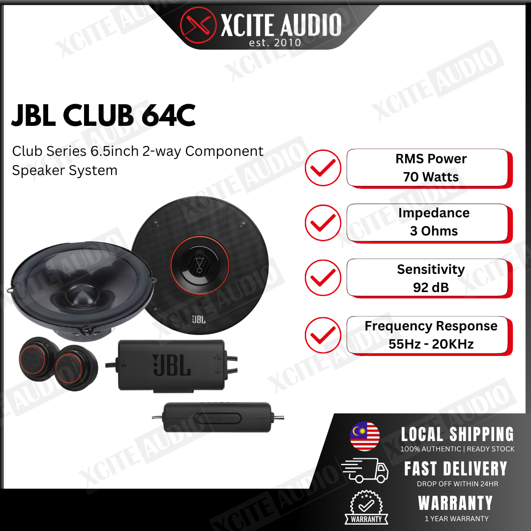 JBL Club 64C Club Series 6.5" 2-Way Component Car Speaker | Quality Assurance | 100% Original